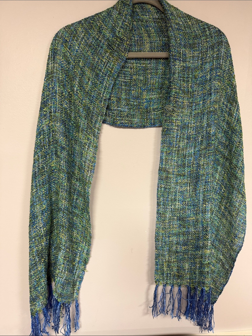 Mucros Weavers Killarney Ireland Beautiful Woven Viscose Scarf Blue & Green
